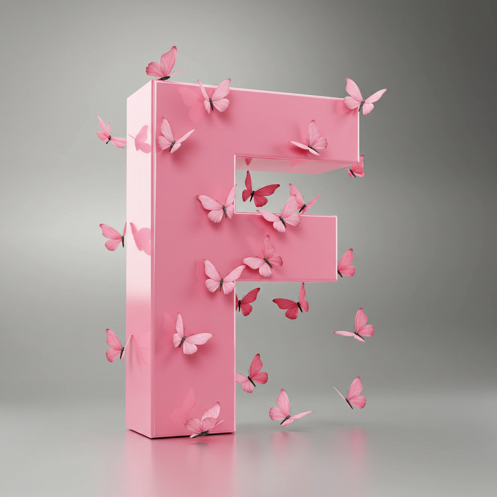 Pink butterflies — letter F