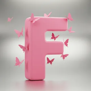 Pink butterflies — letter F (variant 2)