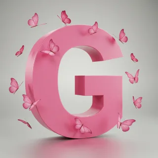 Pink butterflies — letter G