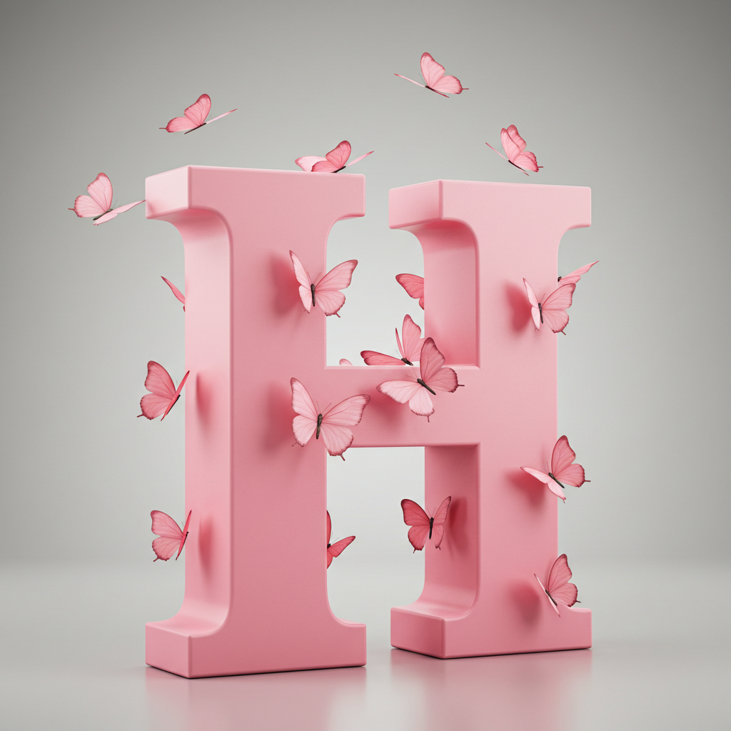 Pink butterflies — letter H
