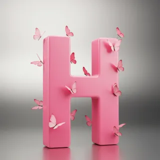 Pink butterflies — letter H (variant 2)
