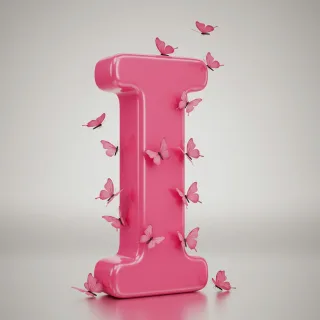 Pink butterflies — letter I