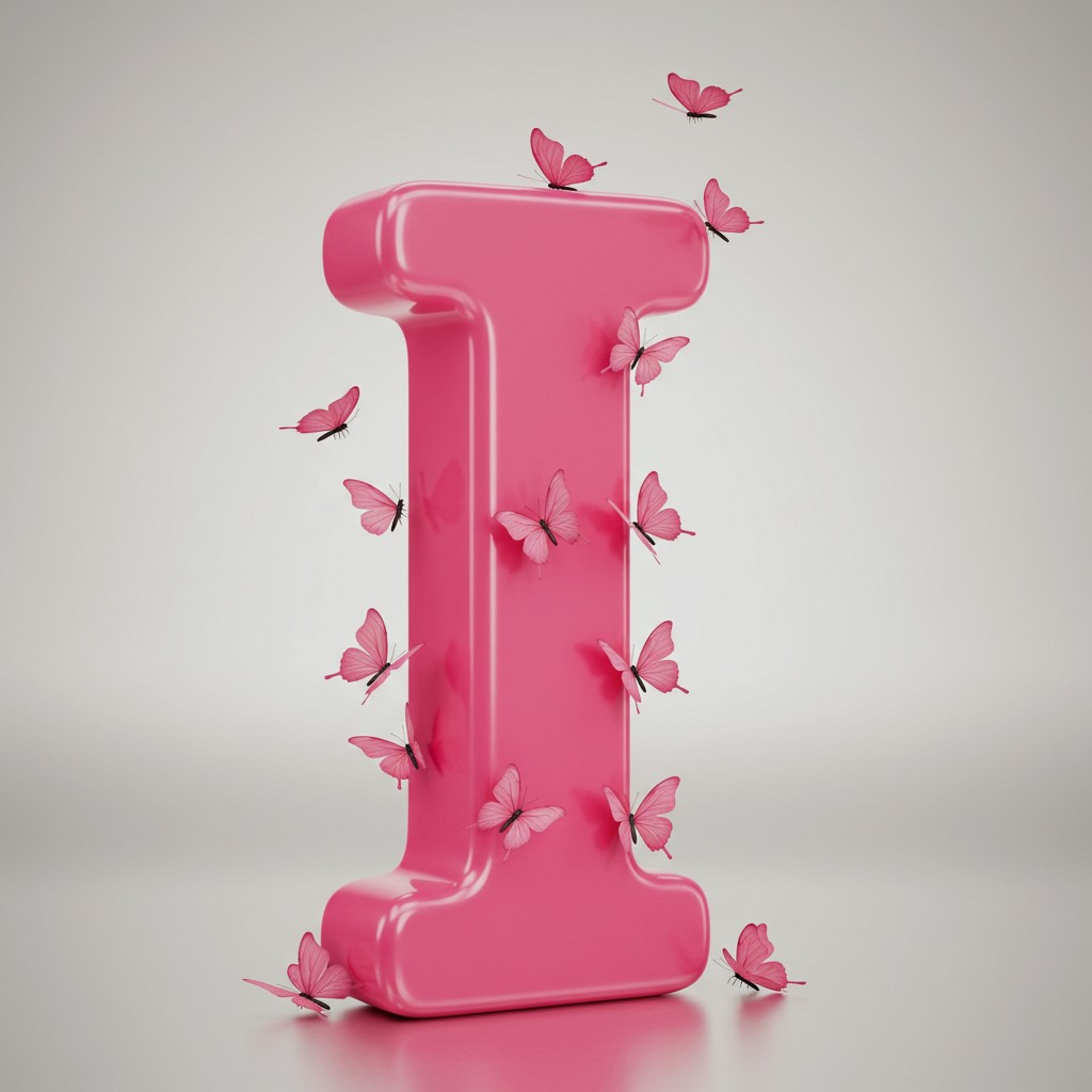 Pink butterflies — letter I