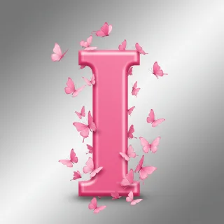 Pink butterflies — letter I (variant 2)