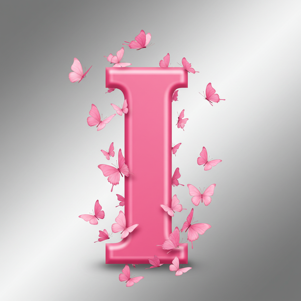 Pink butterflies — letter I (variant 2)