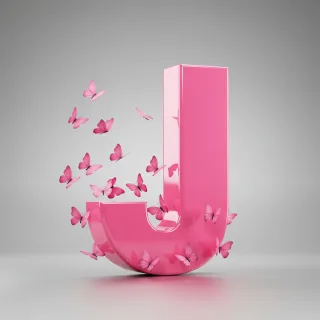 Pink butterflies — letter J