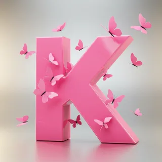 Pink butterflies — letter K (variant 2)