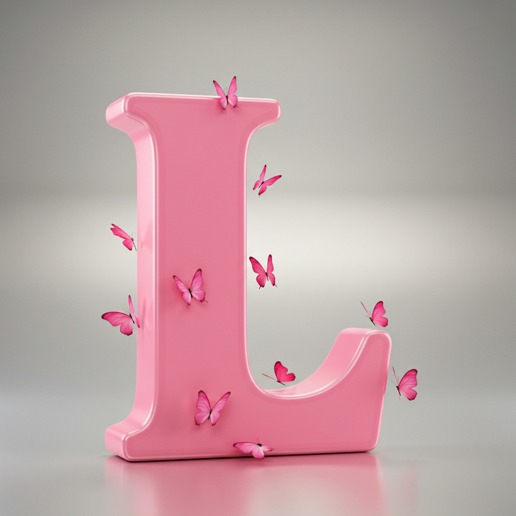 Pink butterflies — letter L