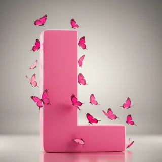 Pink butterflies — letter L (variant 2)