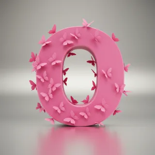 Pink butterflies — letter O (variant 2)