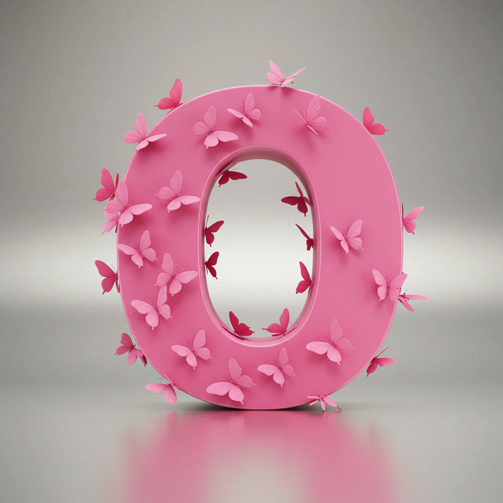 Pink butterflies — letter O (variant 2)