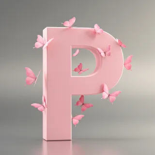 Pink butterflies — letter P