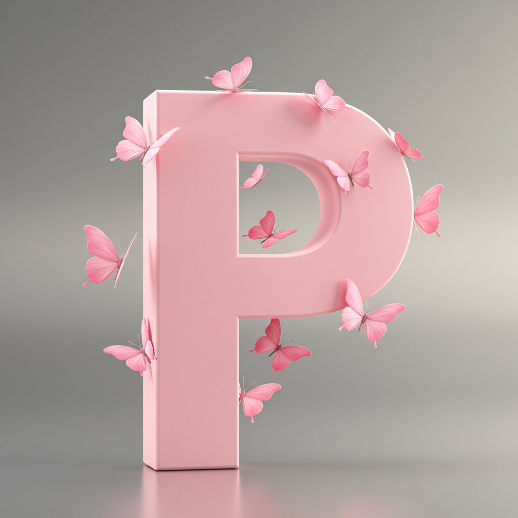 Pink butterflies — letter P