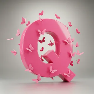 Pink butterflies — letter Q