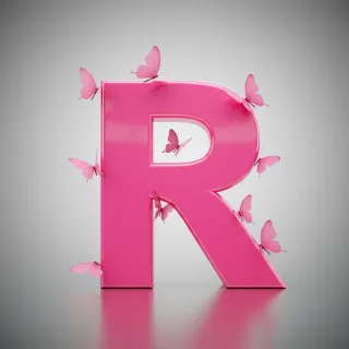 Pink butterflies — letter R