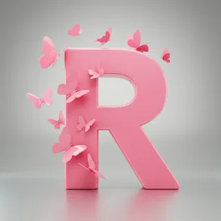Pink butterflies — letter R (variant 2)