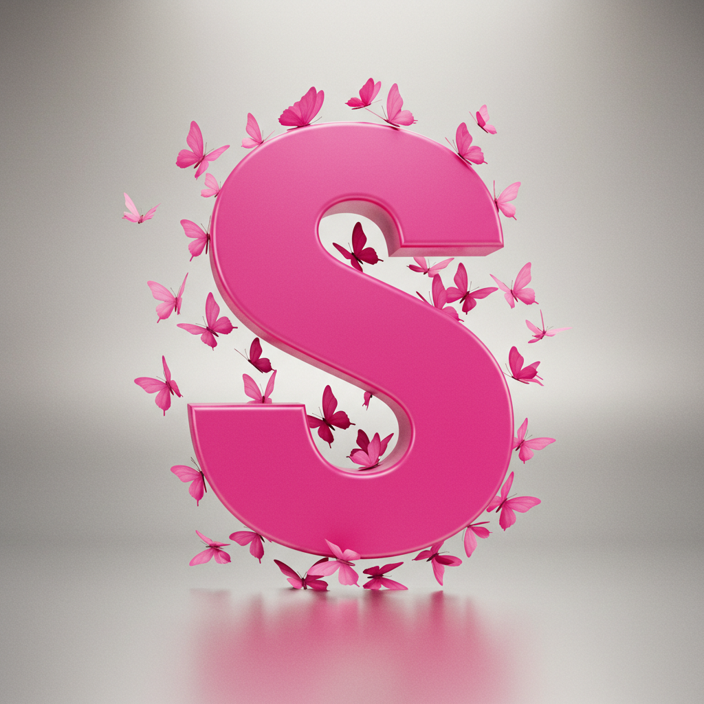 Pink butterflies — letter S