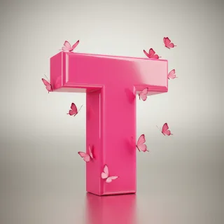 Pink butterflies — letter T