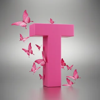 Pink butterflies — letter T (variant 2)