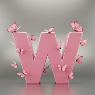 Pink butterflies — letter W (variant 2)