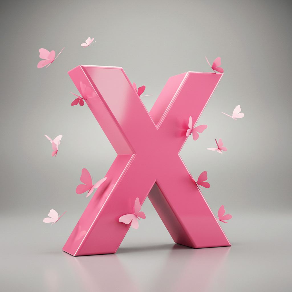 Pink butterflies — letter X