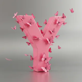 Pink butterflies — letter Y (variant 2)