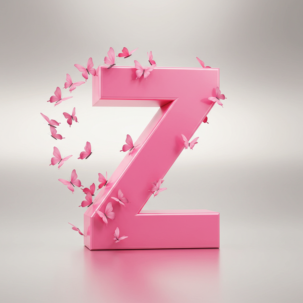 Pink butterflies — letter Z