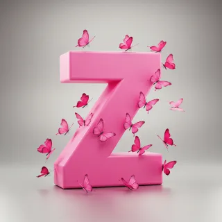Pink butterflies — letter Z (variant 2)