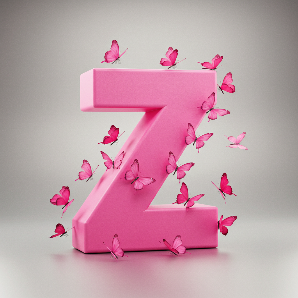 Pink butterflies — letter Z (variant 2)