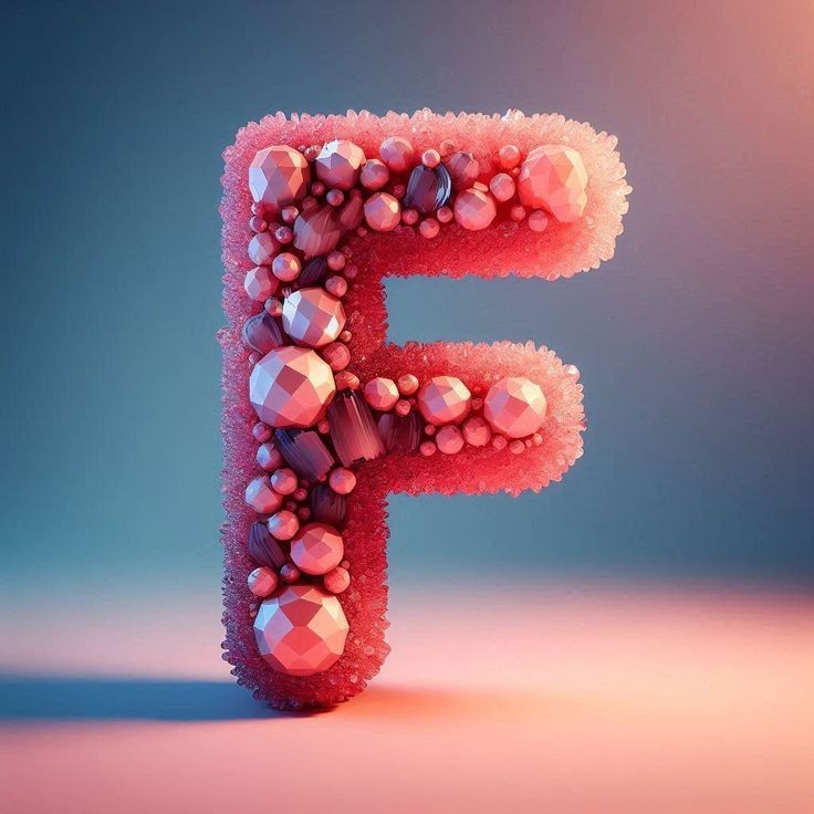 Pink crystals — letter F