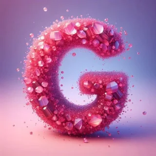 Pink crystals — letter G