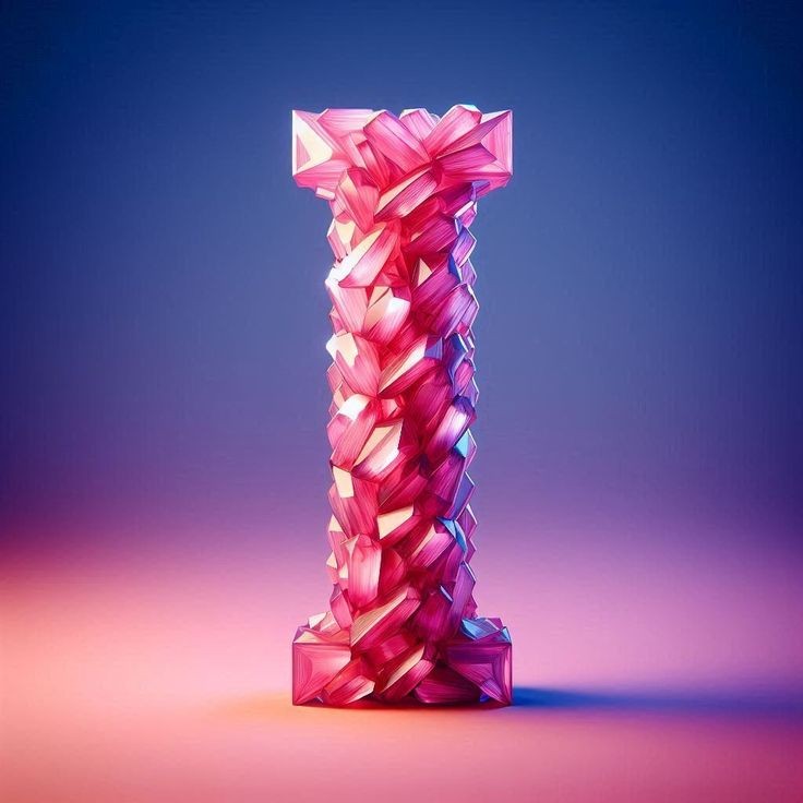 Pink crystals — letter I