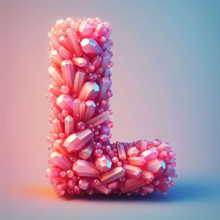 Pink crystals — letter L
