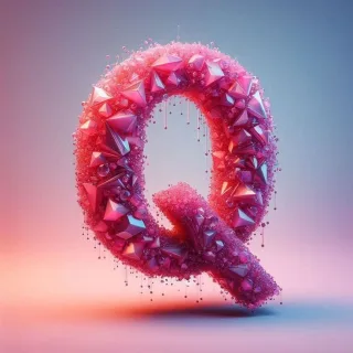 Pink crystals — letter Q