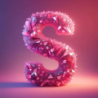 Pink crystals — letter S