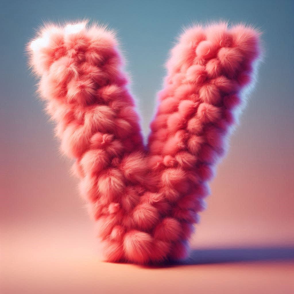Pink fur — letter V