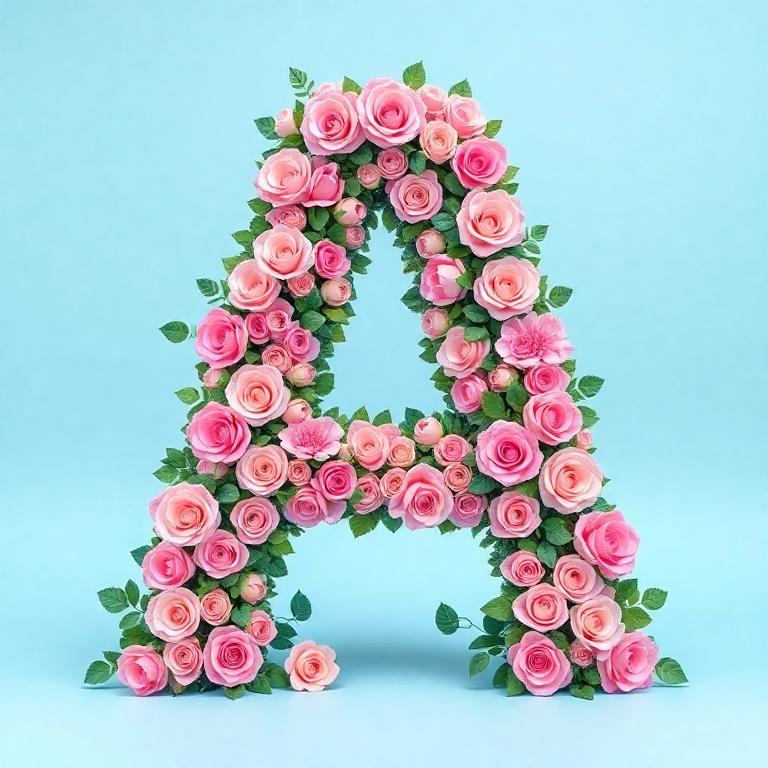 Pink roses — letter A