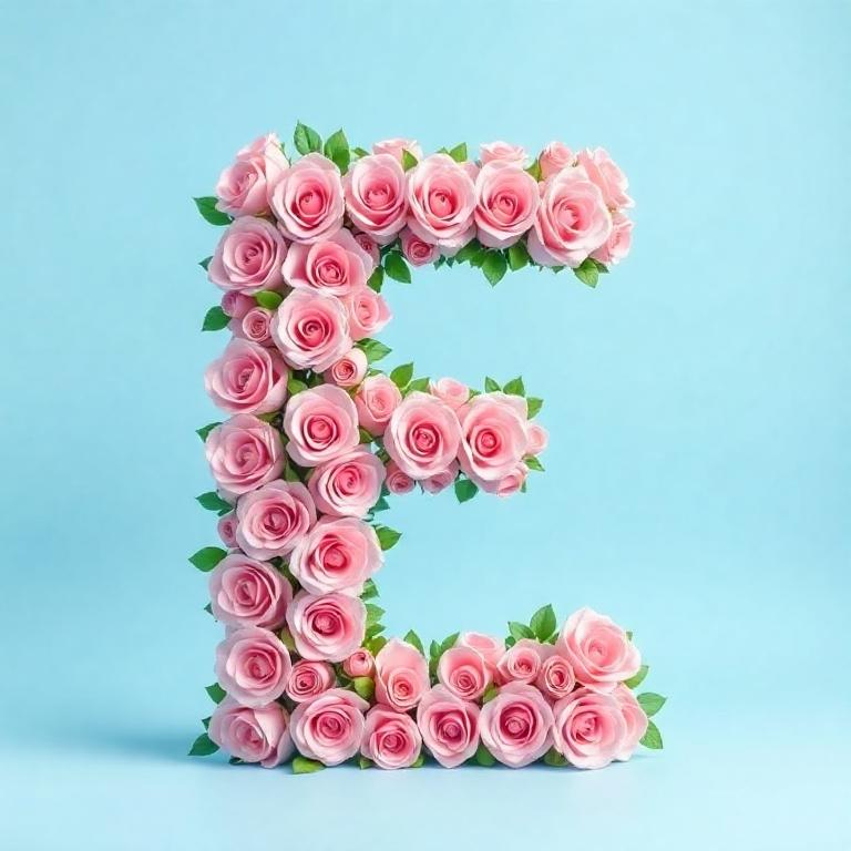 Pink roses — letter E