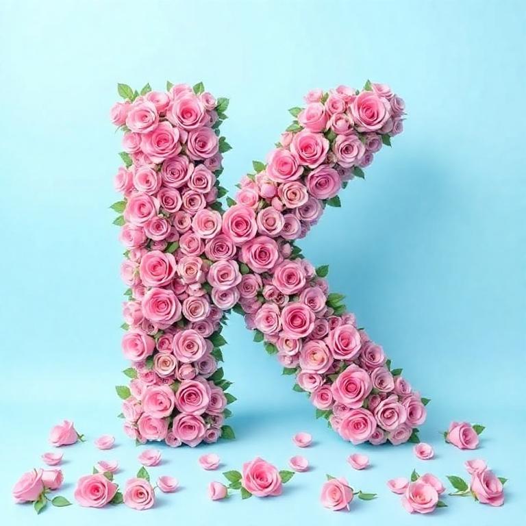 Pink roses — letter K