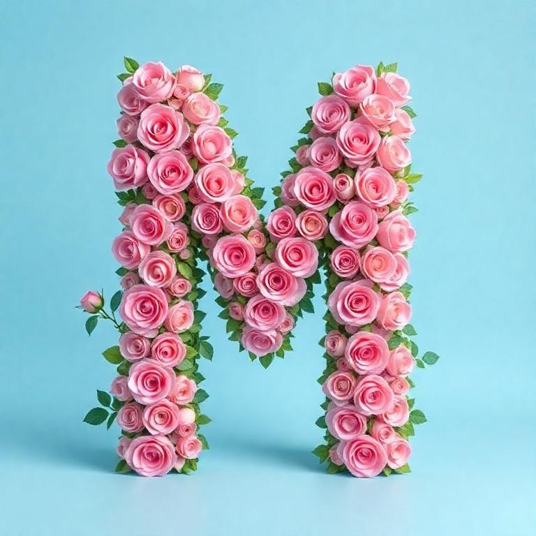 Pink roses — letter M