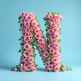 Pink roses — letter N
