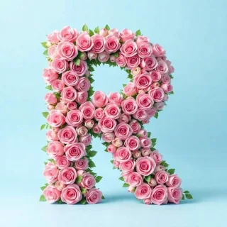 Pink roses — letter R