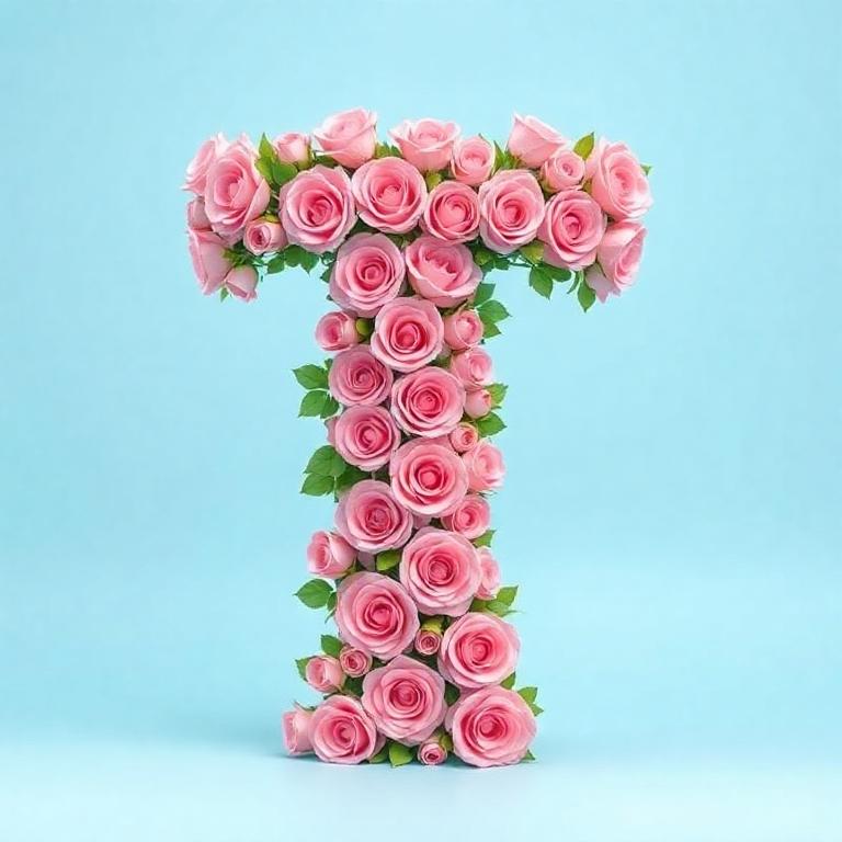 Pink roses — letter T