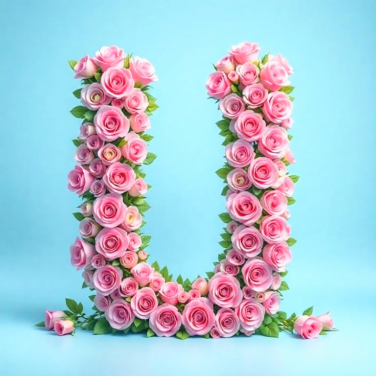 Pink roses — letter U