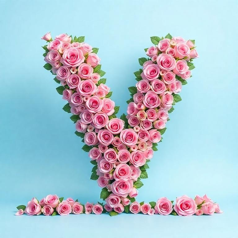 Pink roses — letter V
