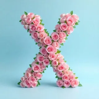 Pink roses — letter X