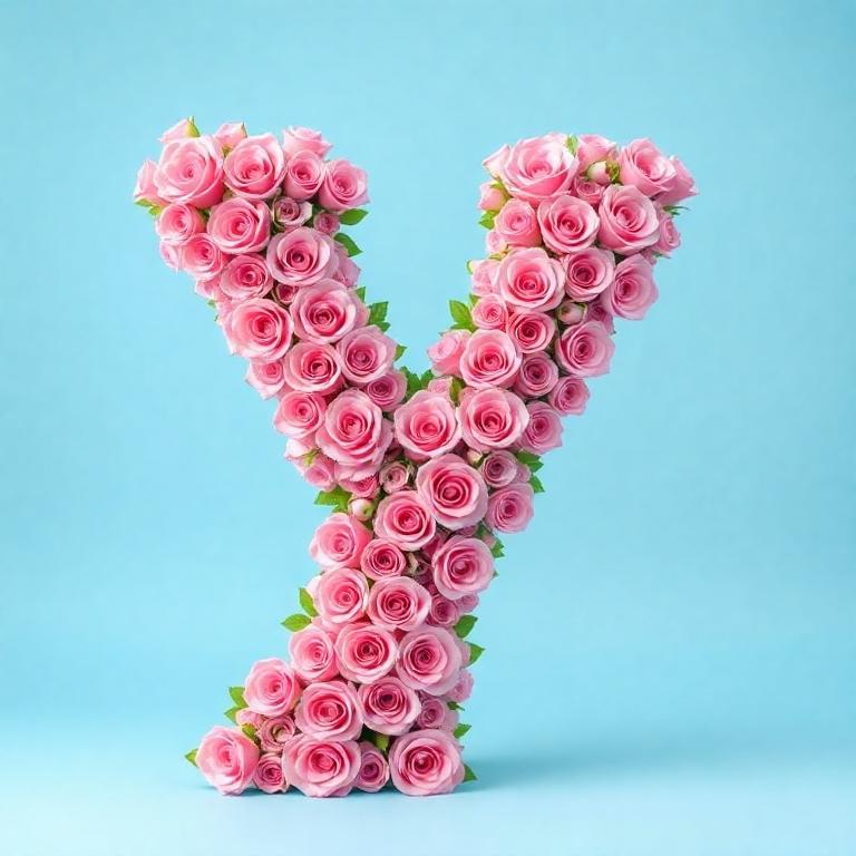 Pink roses — letter Y