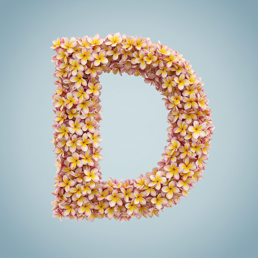 Plumeria — letter D (variant 2)