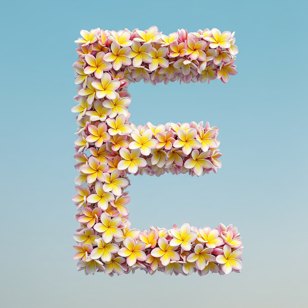 Plumeria — letter E (variant 2)
