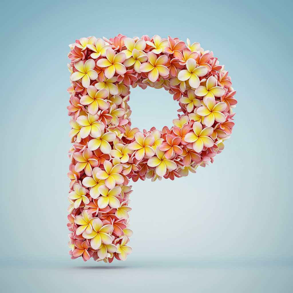 Plumeria — letter P (variant 2)